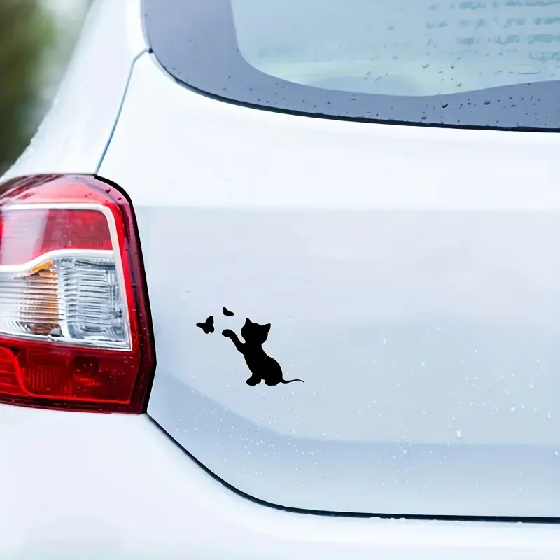 2PCS Cat Playing with Butterfly Vinyl Decal Sticker Light for Switch Sticker Car Sticker Car Decals