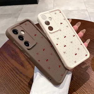 Case for Samsung S26 ultra plus S25 S23 S22 Ultra Plus Bow and Cherry Advanced fashion gift Anti-Scratch Shockproof Soft Silicone Protective Cover