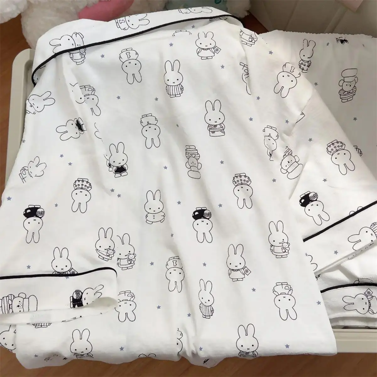 New Cartoon Cute Miffy Rabbit Women Pajamas Two-piece Set Summer Short Sleeve Shorts Student Kawaii Soft Breathable Homewear Set