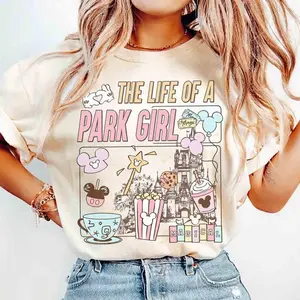 Youth and Adult Coquette The Life Of A Park Girl Castle T-shirt, Retro Pastel Best Day Ever Tee, World Happiest Place