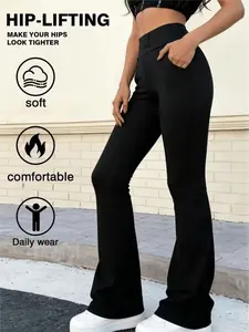 Women's spring/autumn flare pants, yoga pants, high-waisted slight flare pants, sports fitness trousers