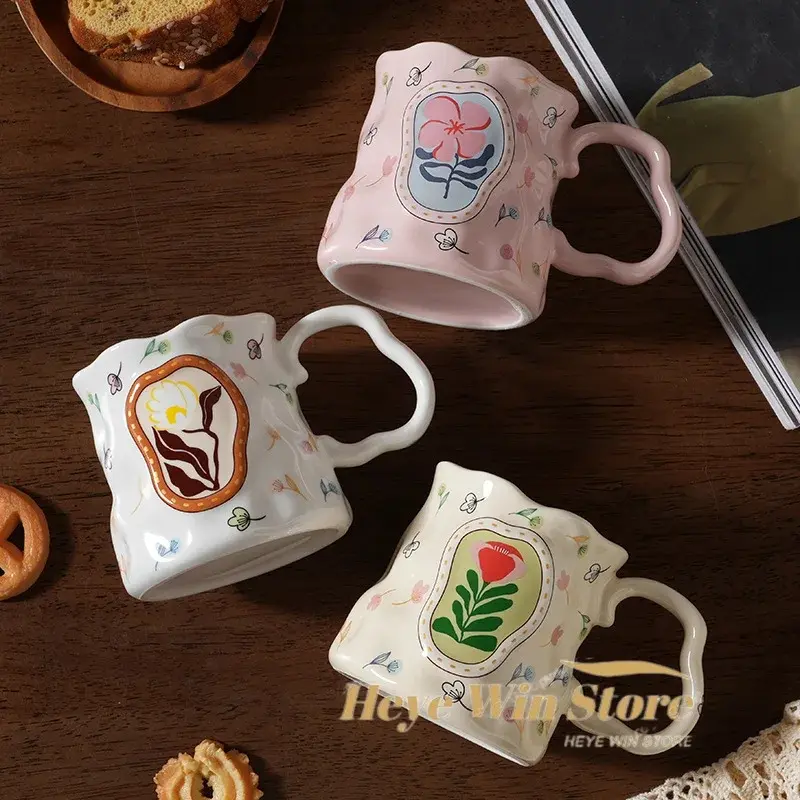 Dreamy Flower Shaped Handmade Ceramic Mug, High-value Water Cup, Design Inspired Souvenir Breakfast, Coffee Cup