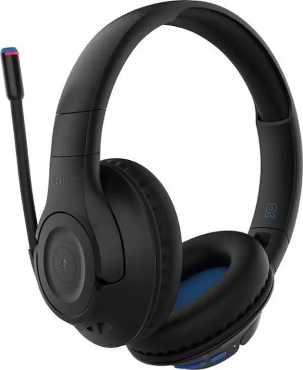 212 MAIN Belkin AUD006btBLK SoundForm Inspire Wireless Over-Ear Kids' Headset - Sports & Outdoor Use, Dynamic Driver, 85 dB Loudness Cap, Engineered for Young Audiophiles, Reliable Connection, Black Audio Device, Kids’ Listening, Noise Isolating, Volume C
