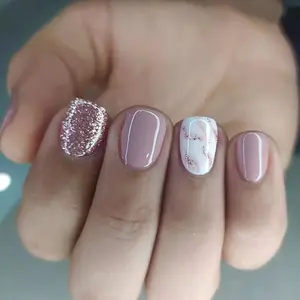 Gradient Light Glitter Nail Polish, 24pcs Short Square Nail Set, Professional Salon Quality, Jelly Style, Glittering Fake Nails