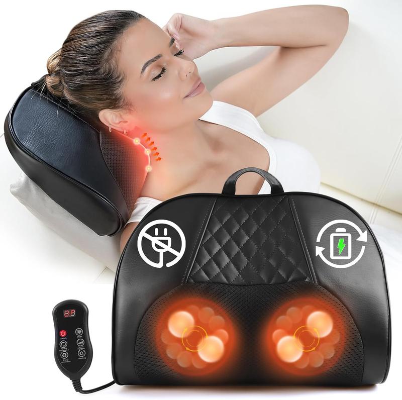 Admbm Cordless Neck & Back Massager with Heating Feature & Remote Control for Comfort - Deep Tissue Shiatsu Massage with Soothing Heat, Adjustable Intensity, Auto Shut-Off, Ergonomic Design
