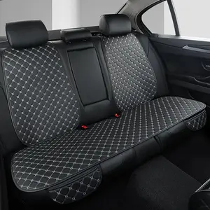 Car Rear Seat Cover, 1 Count Universal Car Rear Seat Protective Cushion Cover & 2 Counts Rear Backrest Cushions, Hand Embroidered PU Leather Waterproof Anti-dirty Seat Cover, Car Seat Covers