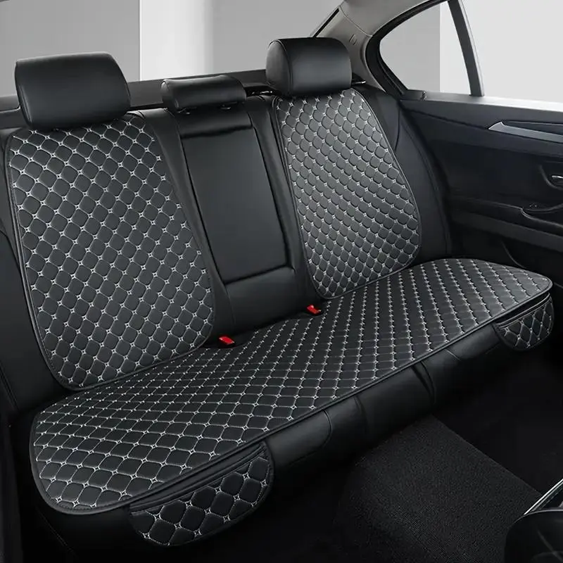 Car Rear Seat Cover, 1 Count Universal Car Rear Seat Protective Cushion Cover & 2 Counts Rear Backrest Cushions, Hand Embroidered PU Leather Waterproof Anti-dirty Seat Cover, Car Seat Covers & Car Seat Protectors, Car Seats Cover