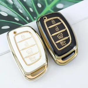 Durable TPU Key Case for Hyundai Elantra Ioniq Sonata Tucson, Smart 4 Button Keyless Entry Protection Accessory, Quality Shell Cover, Car Key Protector
