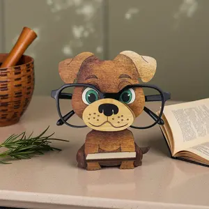 Wooden Dog Eyeglass Frame, Creative Cute Animal Design Display Stand, Animal Theme Office Decor, Perfect Birthday Gift, Home Office Decoration