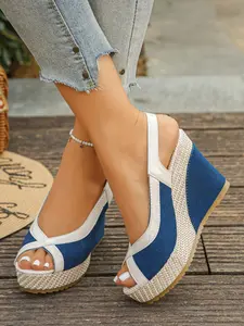 Women's Thick Sole Wedge Sandals, High Heel Waterproof Summer Shoes, Fashion Slip-On Design, Stylish Ladies Footwear for Casual Wear