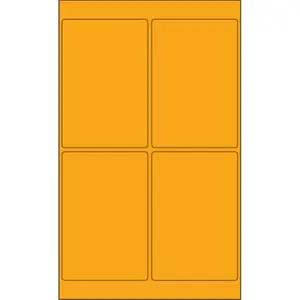 212 MAIN Permanent Acrylic Self Adhesive Sticky Labels, 4x6 in. Fluorescent Orange Rectangle Laser Labels - Pack of 400, Self Adhesive Label