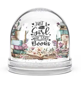 Book Lover Snow Globe - Just a Girl Who Loves Books Design with Floral and Book Motifs for Book Enthusiasts