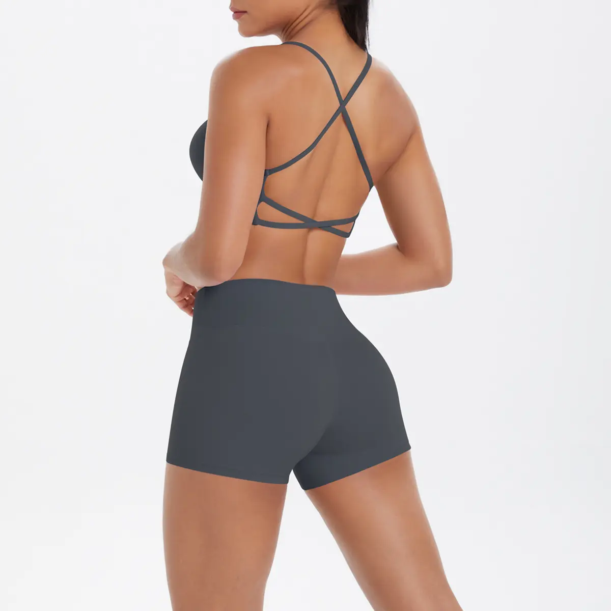 7112 bra+7101 shorts set   graphite grey