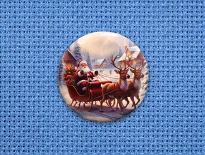 Santa in Sleigh Magnetic Needle Minder – Christmas Reindeer Cross Stitch & Embroidery Accessory