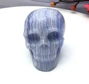 Blue agate skull quality high-end lines are very beautiful and worth collecting