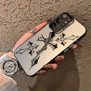 Luxury Dark Gothic Cross Mark  Phone Case Suitable for Samsung Galaxy S26 S25 S24 A37 A57 A17 A07 A56 A26 A36 A55 A35 A06 A16 A05 A14 A24 A34 A54 A15 A05s A04e A25 S23 S22 S21 S20 FE Ultra Plus Edge 4G 5G Anti Fall Matte Back Cover
