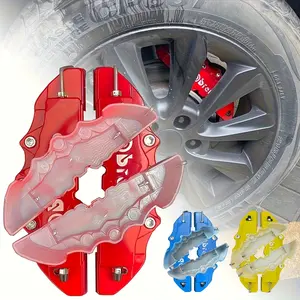 4pcs Car Modified Caliper Covers Red Blue Yellow Sporty Wheel Hub Decor Universal Vehicle Modification Accessories for 15 16 Inch Tires