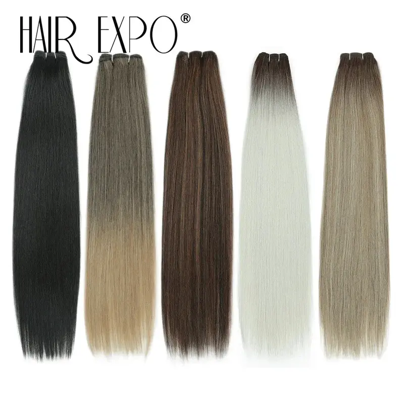 26" Bio Straight Hair Bundles Natural Soft Heat Resistant Fiber Synthetic Fiber Hair Extensions Protein Straight Hair Weave