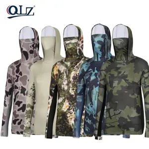 5pcs-Men’s Hunting Shirts with Mask Long Sleeve Camo Fishing Hoodie