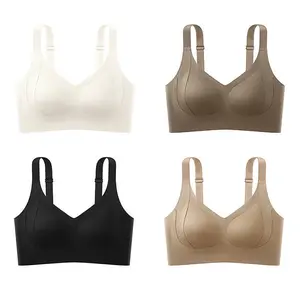 Women's Adjustable Wireless Bra, Soft Comfortable Breathable Ribbed Push Up Bra, Women's Lingerie for All Seasons