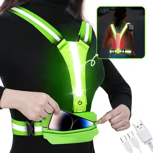 Upgraded LED Reflective Running Vest- Rechargeable, High Visibility for Night Running & Biking, Rechargeable Safety Gear for Night Cycling, Dog Walking and Jogging, Adjustable for Women and Men