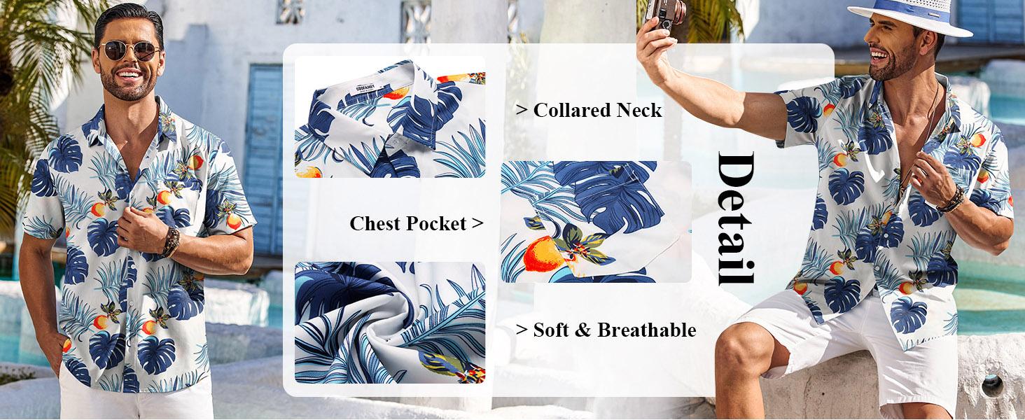 COOFANDY Men's Hawaiian Shirt Short Sleeve Floral Button Down Shirts Tropical Holiday Beach Shirts COOFANDY Men's Hawaiian Shirt Short Sleeve Floral Button Down Shirts Tropical Holiday Beach Shirts