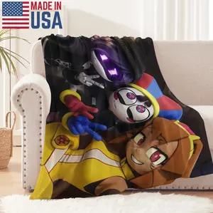 Pomni X Uzi X Kit Gameoverse Amazing Digital Circus Murder Drones Fleece Blanket Soft Cozy Throw Blanket For Sofa Bed Bedroom Home Decor Anime Merch Gift For Teens Kids