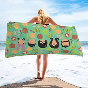 Bob's Burgers Style Belcher Family & Burger Print Beach Towel (1 Piece), UV Protection Quick Dry Cartoon Beach Towel for Teens, Kids & Fans, Perfect for Beach & Pool