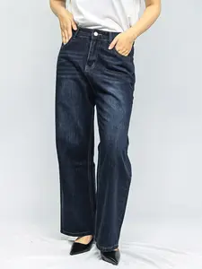 Lux Lee Vintage Washed Baggy Wide-Leg Jeans for Women - Handmade Cat Whiskers, Mid-Waisted, Relaxed Loose Silhouette, Timeless American Retro Streetwear, Versatile All-Match Pants