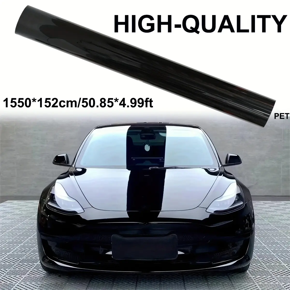 5FTx50FT - Piano Black Car Wrap Vinyl - Car Anti-collision Film - High Density PET Film - Mirror-like Glossy Finish - Scratch Resistant - Easy DIY Application - Fits All Cars And Home