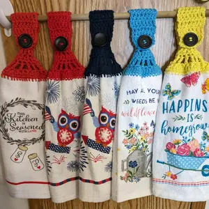 Double Hanging Kitchen Towels Set 1 for Easy Cleaning - Absorbent and Hangable