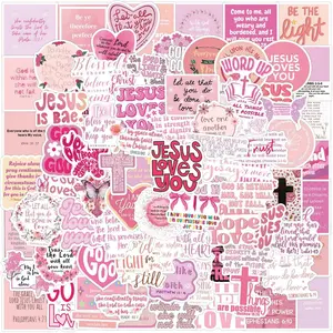 110Pcs Bible Verse Stickers Pack, Aesthetic Inspirational Christian Stickers for Kids Adults, Vinyl Waterproof Sticker for Water Bottle Laptop Scrapbook Journal Party Supplies(Pink)