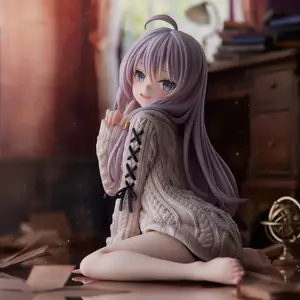 15cm The Journey of Elaina Anime Figure Knit Dress Witch Elaina Action Figure PVC Collection Model Doll Toys for Christmas Gifts
