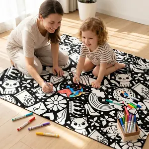 DIY Hand-Drawing Coloring Blanket Set - Skin-Friendly Warm Leisure Craft Kit, Family Interactive Toy, Cool Gifts for Kids, Ideal Holiday Gathering Gift for All Ages