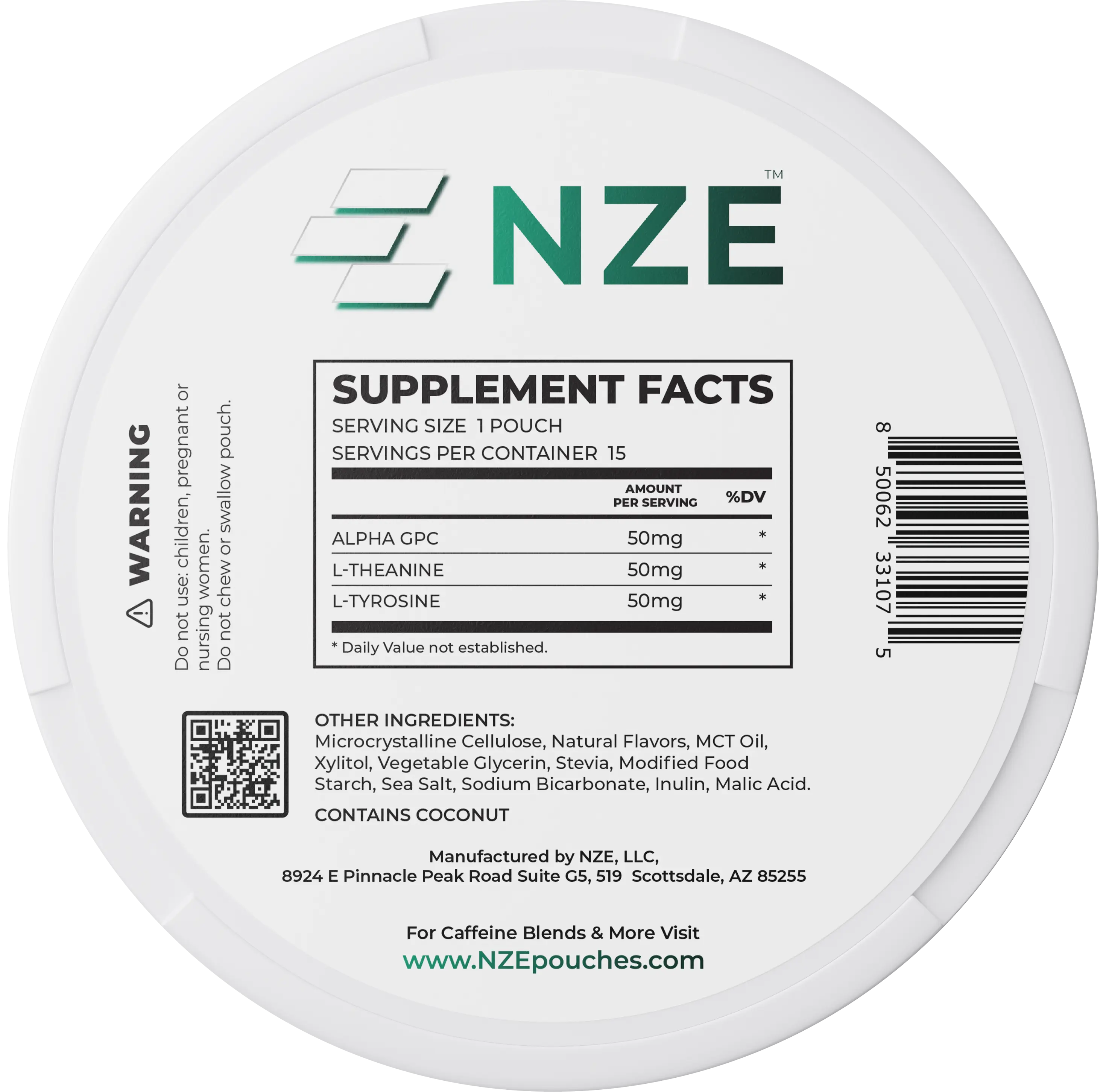 NZE Caffeine Free Nootropic Pouches - Nootropic Pouches with Alpha