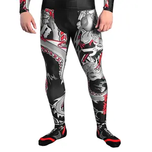 ROAR-INT Men’s Darken-Red MMA, BJJ, No-Gi Yoga Compression Workout Gym Leggings
