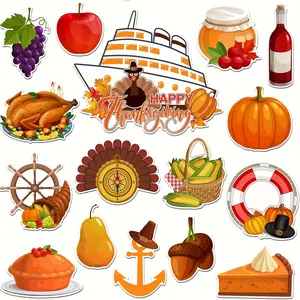 16pcs Thanksgiving Cruise Door Magnets - Autumn Harvest, Turkey, Pine Cone, and More - Durable Plastic, Ideal for Fall-Themed Decor on Cruise Doors, Refrigerators, and More, Thanksgiving Decorations|Festive Magnets|Durable Plastic Magnets, Thanksgiving De