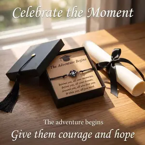 Graduation Compass Bracelet, adjustable braided cord inspirational jewelry for the Class of 2026, meaningful congratulatory gift for him, her, and graduates, summer vibes