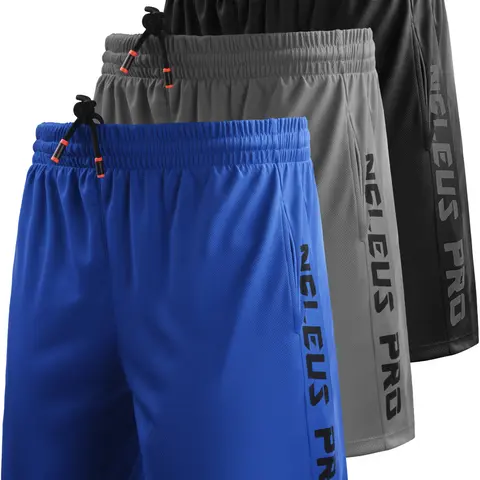 Neleus Men's 100% Polyester Athleisure Gym Shorts - Elastic Waist, Lightweight Moisture-Wicking, Breathable Quick-Dry, Contrast Mesh, Drawstring, Pockets, Active Stretch, Universal All-Seasons, Multi-Size (Ideal for Bodybuilding, Gym)