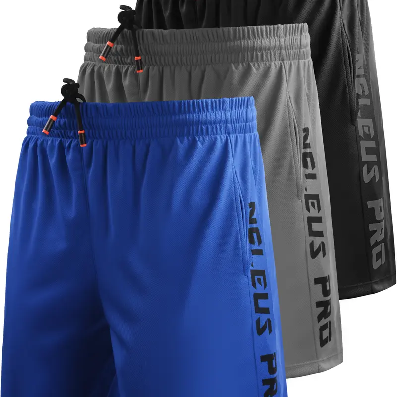 Neleus Men's 100% Polyester Athleisure Gym Shorts - Elastic Waist, Lightweight Moisture-Wicking, Breathable Quick-Dry, Contrast Mesh, Drawstring, Pockets, Active Stretch, Universal All-Seasons, Multi-Size (Ideal for Bodybuilding, Gym)
