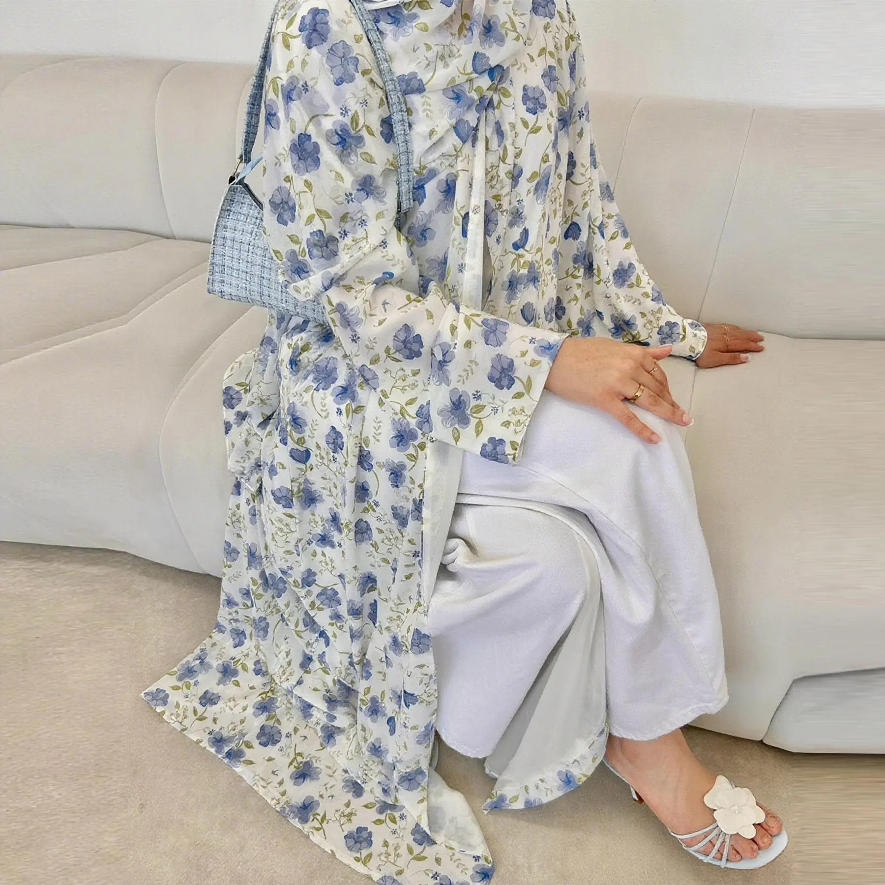 Eid Women Abaya Muslim Cardigan Dress Scarf Ramadan Jalabiya Print Caftan Dubai Long Robe Morocco Kaftan Vestidos Largos 2025