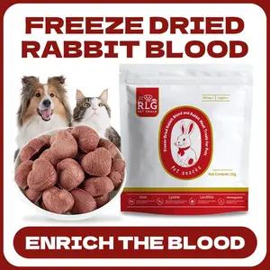 RLG 15 Individually Wrapped Freeze-Dried Rabbit Blood Treats – Rich in Hemoglobin & Iron – Supports Energy & Vitality – 25g Bag