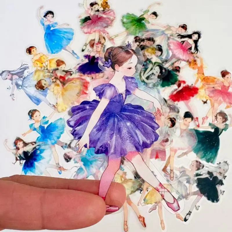 50PCS Cute & Pretty Character-Based PVC Ballet Girl Stickers for Kids, Durable Easy-to-Use DIY Scrapbooking Supplies, Ideal for Dance Party Decorations, Walls & Tables Embellishment