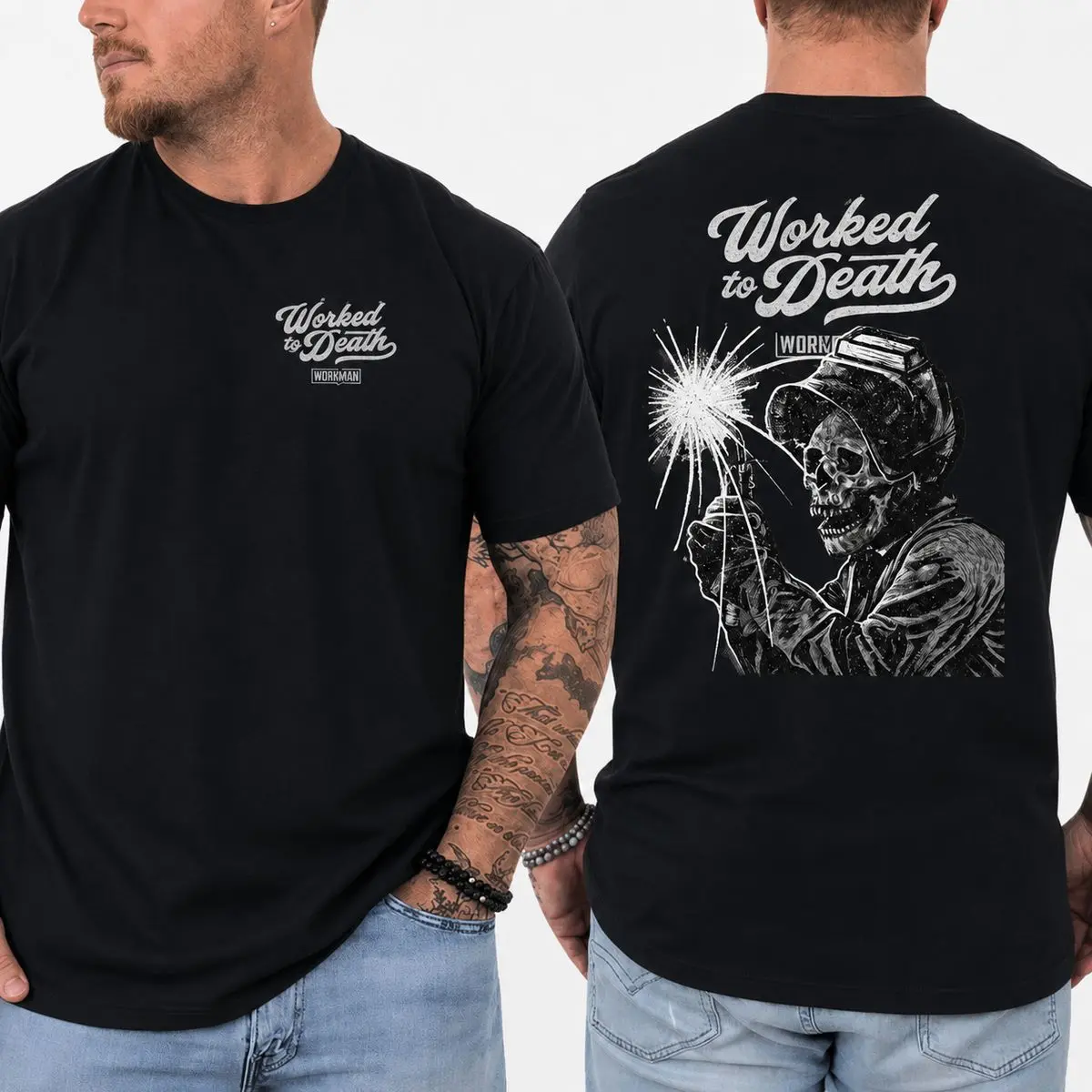 Welder Skull T Shirt Vintage Welding Graphic Tee Metal Fabricator Gift For Men, Unisex Casual Graphic T-Shirts