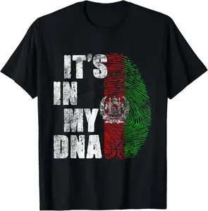 100%25 Cotton It's In My DNA Afghanistan Flag Shirt Funny Afghan Pride T-Shirt