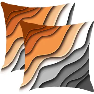 Brown and Grey Black Boho Throw Pillow Covers 16x16 Set Of 2 Summer Fall Autumn Burnt Orange Gray Outdoor Abstract Art Pillows Cover Mid Century Modern Decorative Pillow Case for Couch Bed Sofa Decor