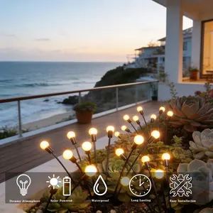 Solar Firefly Garden Lights, 12leds Solar Outdoor Swaying Lights, Warm Waterproof, Rechargeable, Yard Patio Pathway Decoration