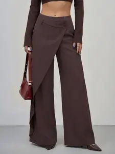 Women's Irregular High-Waisted Wide-Leg Pants, All-Season Casual Style, Perfect for Commute and Unique Fashion, Trendy and Slimming