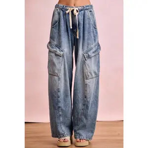 BiBi Baggy Barrel Jeans With Cargo Pockets
