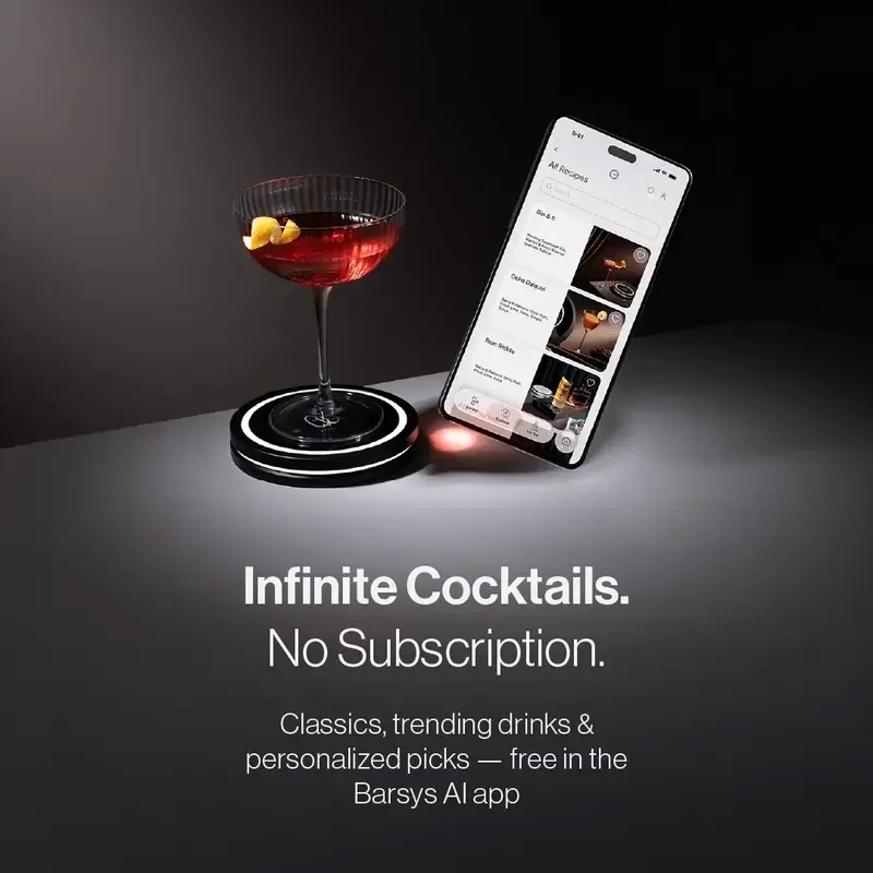 Barsys Smart Coaster 2.0 Cocktail Machine - Automated Cocktail Maker for Home Bars with Interactive Lighting, No Guesswork & Effortless Drink Making. Coaster Only